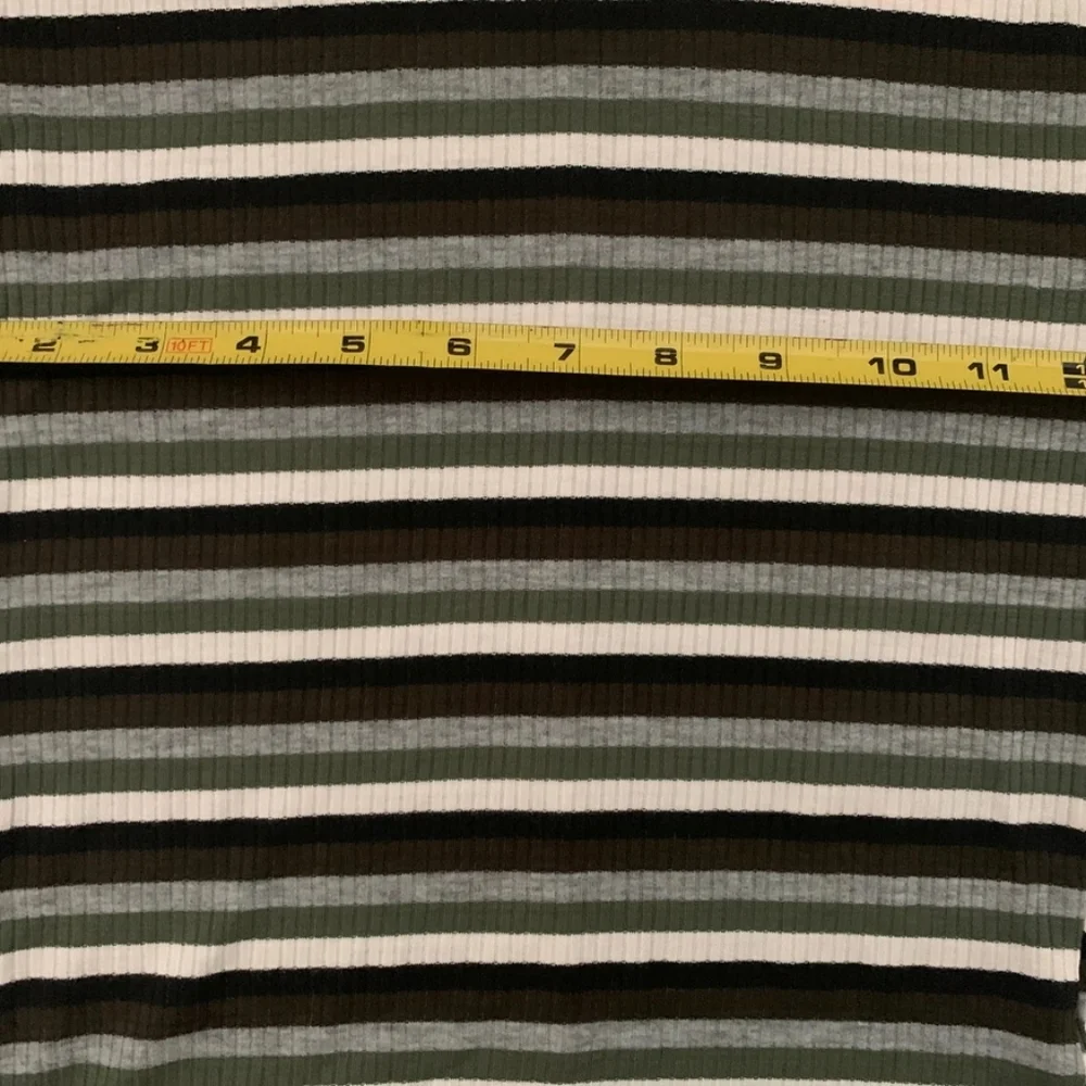 NWT Free People Good on You Army Green Stripe Round Hem Ribbed Tee Top